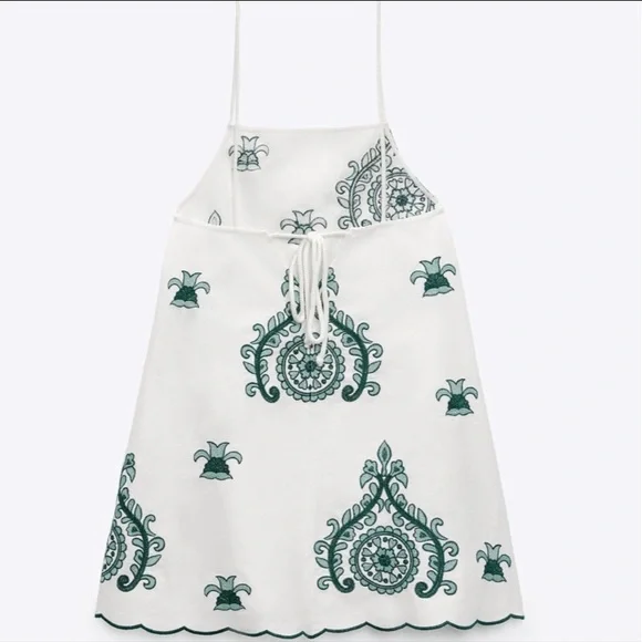 ZARA EMBROIDERED MINI DRESS SIZE SMALL - Picture 14 of 16